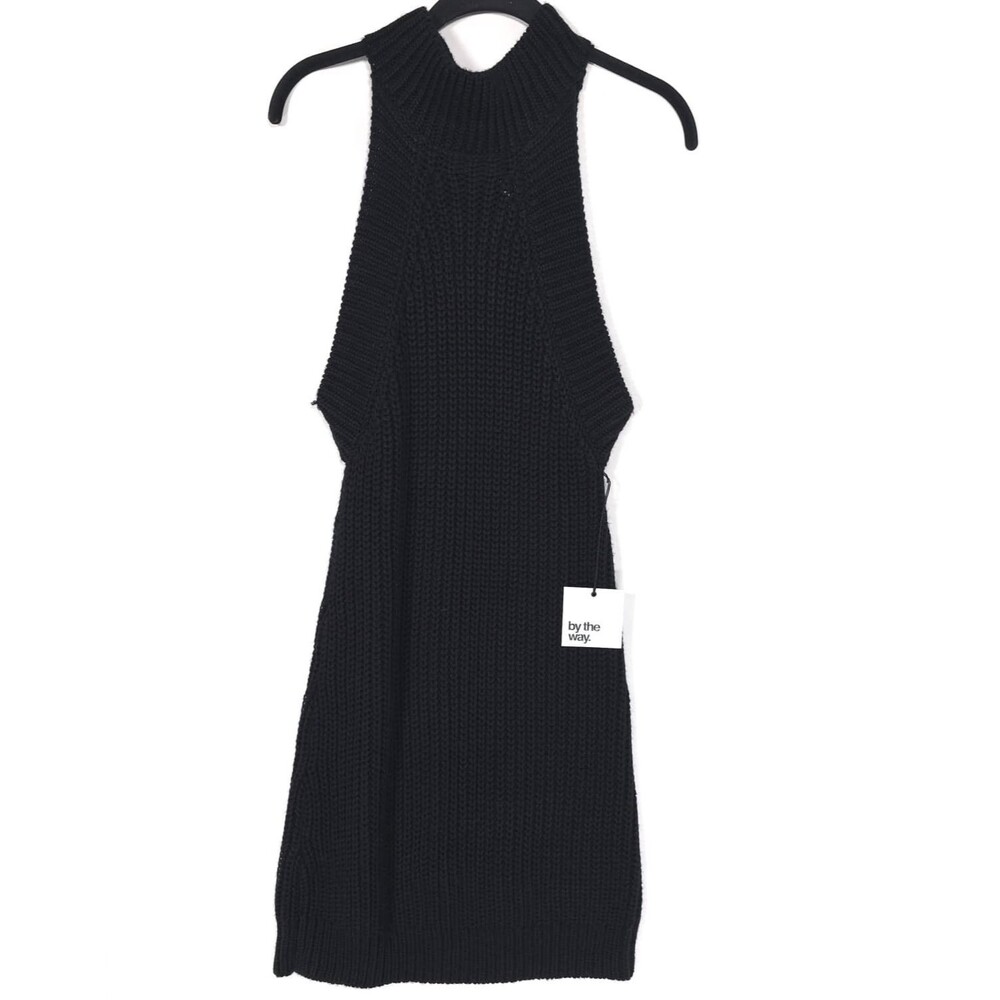 BY THE WAY Womens New Sweater Dress Black MEDIUM Sleeveless Knit Halter